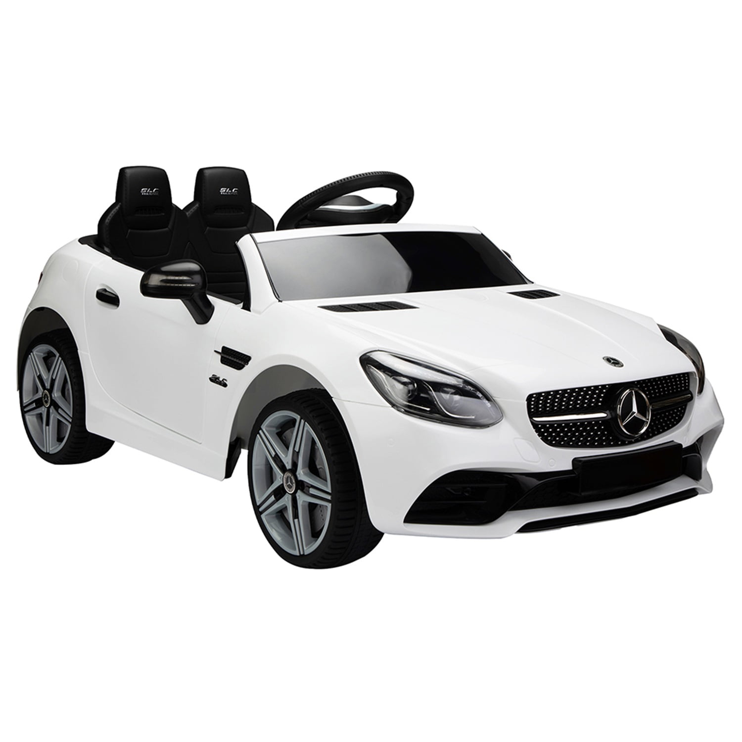 CIPACHO Licensed Benz, 12V Electric Kids Ride On Car for Ages 3-6, LED Head Lights, Safe Belt, Double Doors, 2 Speeds, White