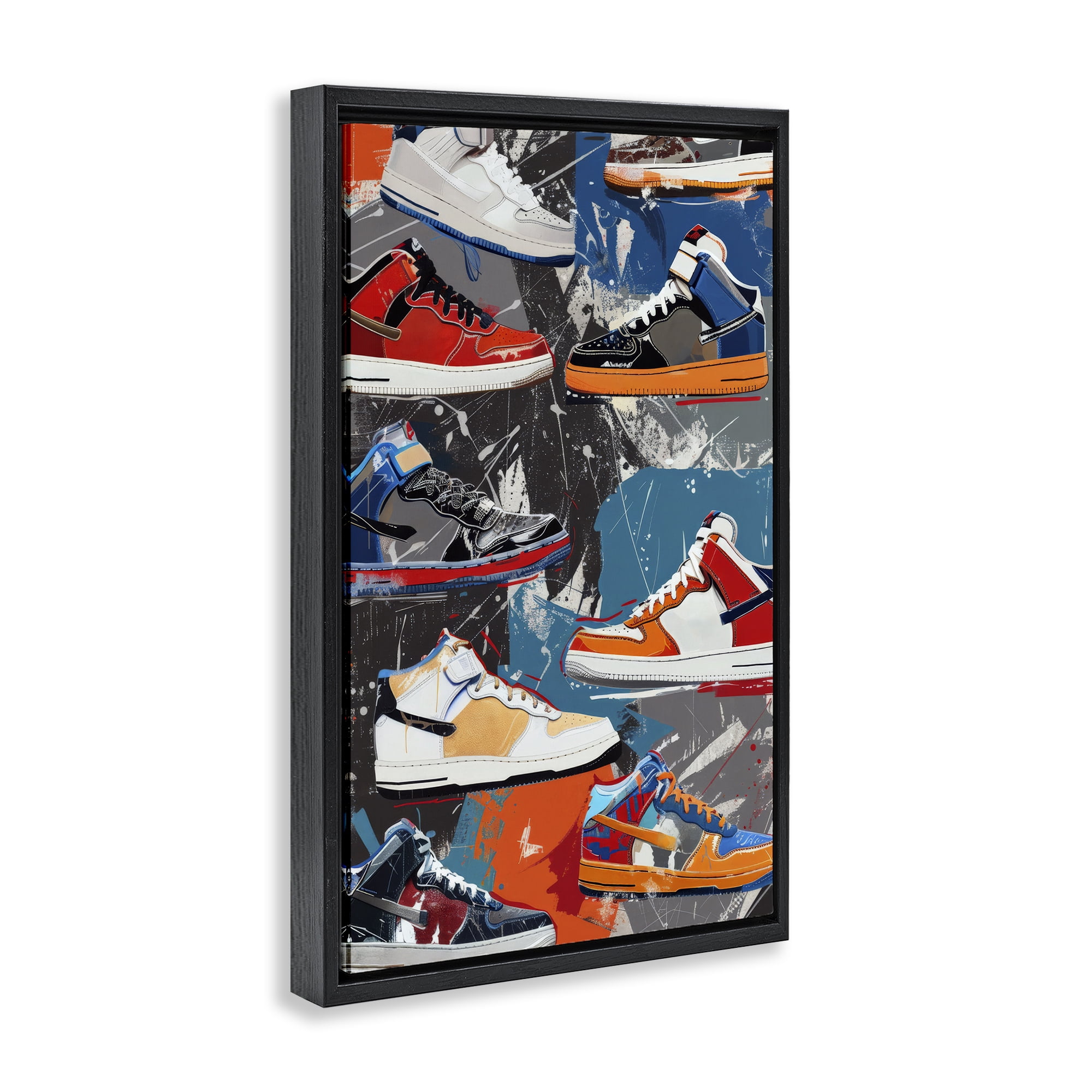 Stupell Industries Stylish Urban Shoe Collection Black Framed Floater Canvas Wall Art, design by Ray Powers