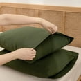 thumbnail image 4 of BESTOUCH 100% Washed Cotton Pillowcase for Hair and Skin Linen Feel Soft Comfortable Breathable 2 Set Pillow Case with Envelope Closure Solid Olive Green Queen 20x30 Inches, 4 of 6