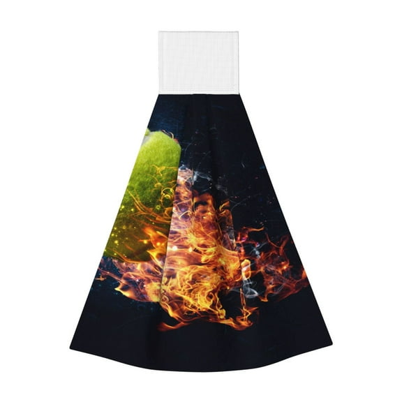 Yiaed Tennis Ball In Fire1 Print Coral Velvet Wipes Absorbent Wipes Cleaning Cloths Household Table and Dish Wiping Cloths