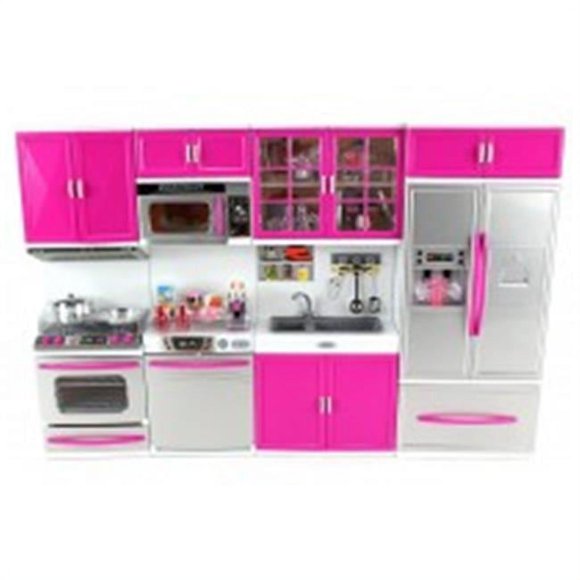 Az Import & Trading PSK32 Battery Operated Kitchen Playset - Refrigerator, Stove, Sink & Microwave