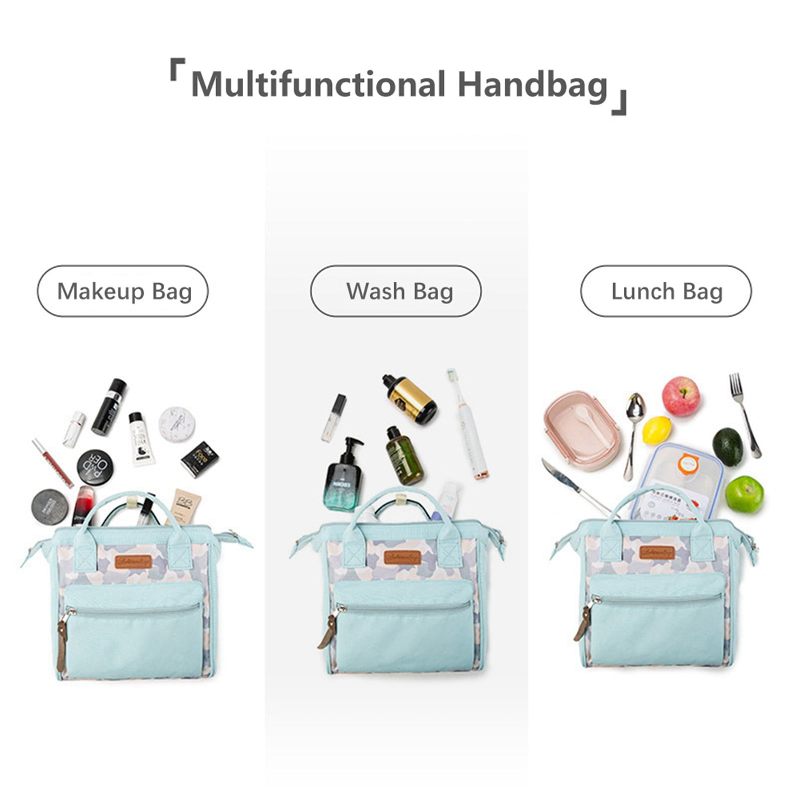 Suodoka Multifunctional Diaper Bag Water-Resistant Travel Tote Baby Handbag for Mom Large Capacity with Insulated Pockets Blue Camo 9.45 inches / 24 cm