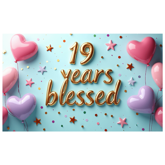 LUUFILx 19 Years Blessed Birthday Balloon Backdrop Heart Balloons Celebration Decoration Party Supplies Photography Props Background Anniversary Banner