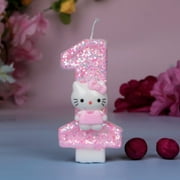 hello kitty 3D Number Cake Decorating Candle - Fun Shaped Candles for Kids Birthday Party, Cake Topper Decoration with Anime Style Design, Great Gift for Birthday Celebrations