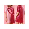 thumbnail image 2 of LMLYSoH Women's Sequin T Shirt Dress Short Sleeve Round Neck Heart Pattern Oversized Tops Party Dress, 2 of 8