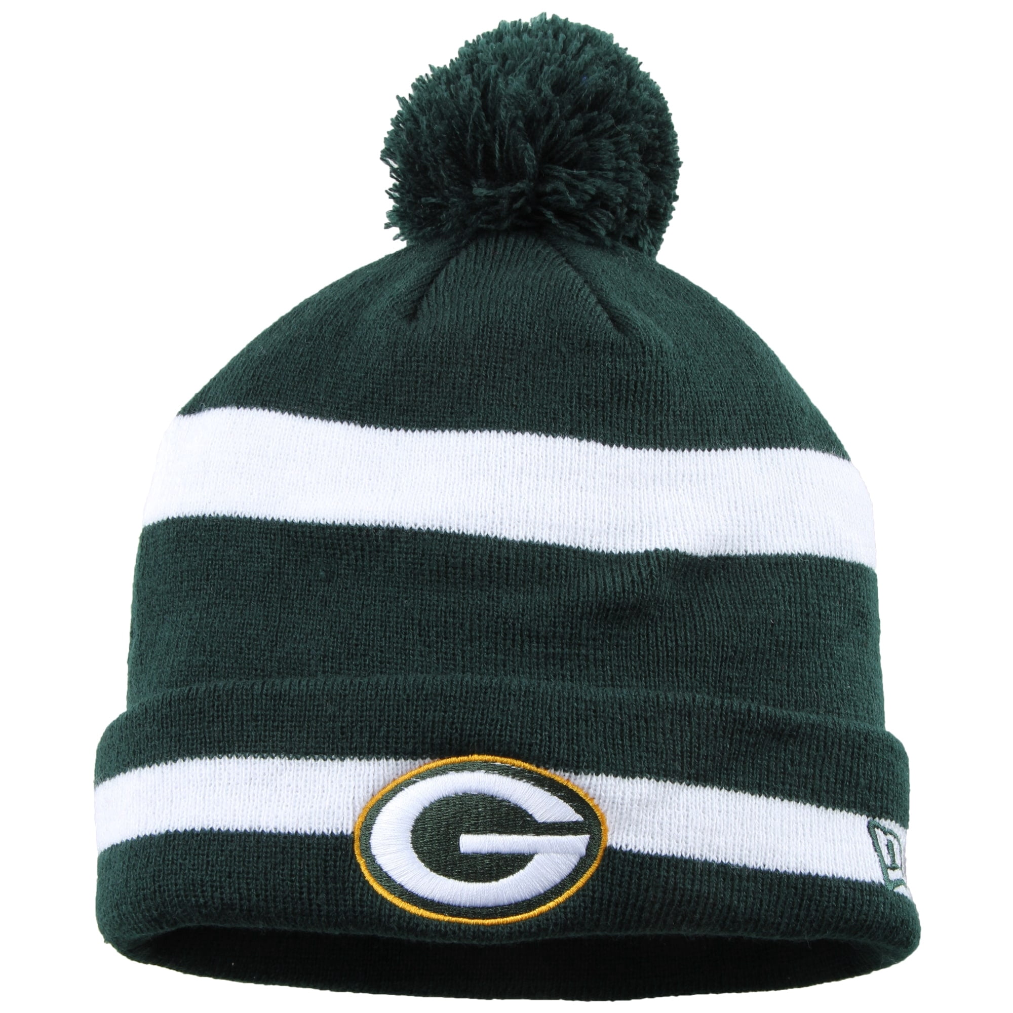 Tone Stripe Cuffed Knit Hat with Pom 