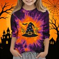 thumbnail image 6 of Dvprdro Girls Halloween Print Crew Neck 3/4 Sleeve Tunic T-Shirt Vintage Casual Pullover Top Fall Holiday Daily Wear, 6 of 6