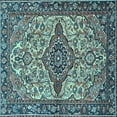 thumbnail image 1 of Ahgly Company Indoor Square Medallion Light Blue Traditional Area Rugs, 3' Square, 1 of 4