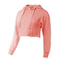 thumbnail image 2 of A2Y Women's Solid Cropped Cut Off Hooded Pullover Sweatshirt Peach L, 2 of 5