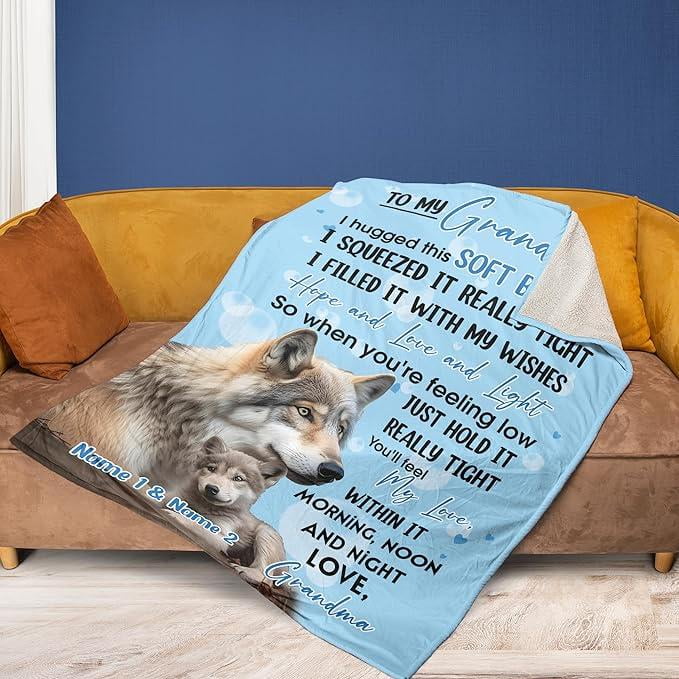 Lotusprinthandmade Personalized From Grandma to Grandson Wolf