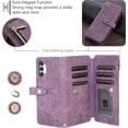 thumbnail image 4 of Crossbody Wallet Case for Samsung Galaxy A13/A04s, 9 Card Slots Adjustable Crossbody Zipper Cover Detachable Lanyard Strap Flip Case with Hand Strap Kickstand Case - Purple, 4 of 14