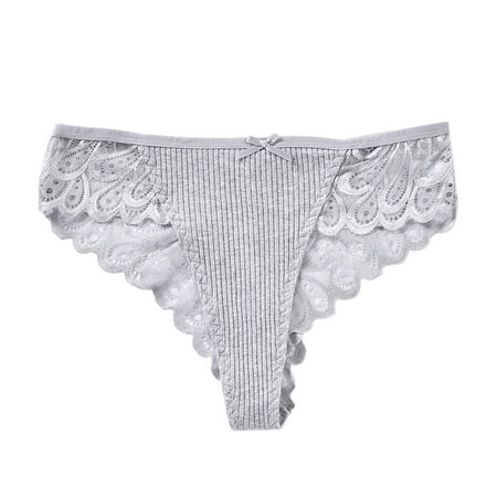 Alitao Thongs for Women Womens Underwear No Show Underwear Stylish Women S Panties Breathable Seamless Lace Lace Plus Size Thong Cheeky Underwear Panties for Women Gray XL