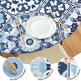 thumbnail image 4 of Spring Floral 44Inch Bohemian Round Tablecloth, Elastic Fitted Table Cover for 38 to 42 Inch Tables, Spill Resistant Easy Care, 4 of 7