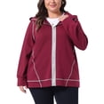 thumbnail image 1 of Chaqueta de mujer de tallas grandes Agnes Orinda con cremallera, manga larga y bolsillos, sudadera 2024, 2X burdeos, 1 of 5