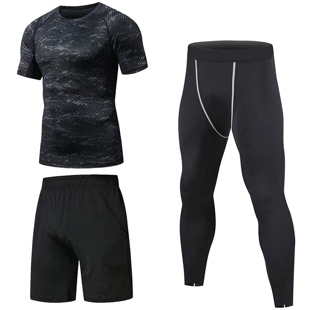 Mens Sports Compression Shorts Pants Shirts Workout Base Layers Running Tights 