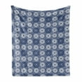 thumbnail image 1 of Blue Mandala Soft Flannel Fleece Throw Blanket, Pattern with Large Flowers and Curls Contrasting Colors Baroque Design, Cozy Plush for Indoor and Outdoor Use, 50" x 70", Navy Blue White, by Ambesonne, 1 of 6