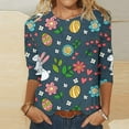 thumbnail image 2 of Birdeem Mode Femme Manches Courtes Col Rond Rétro Imprimé Haut Ample Blouse Manches Trois-Quarts, 2 of 5