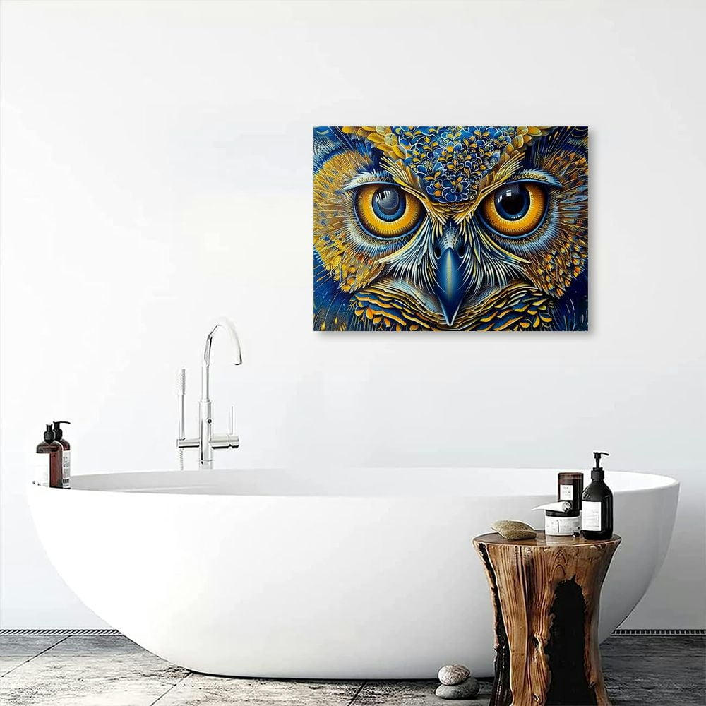 ONETECH Trippy Owl Canvas Art - Home Decor Wall Art Print Poster
