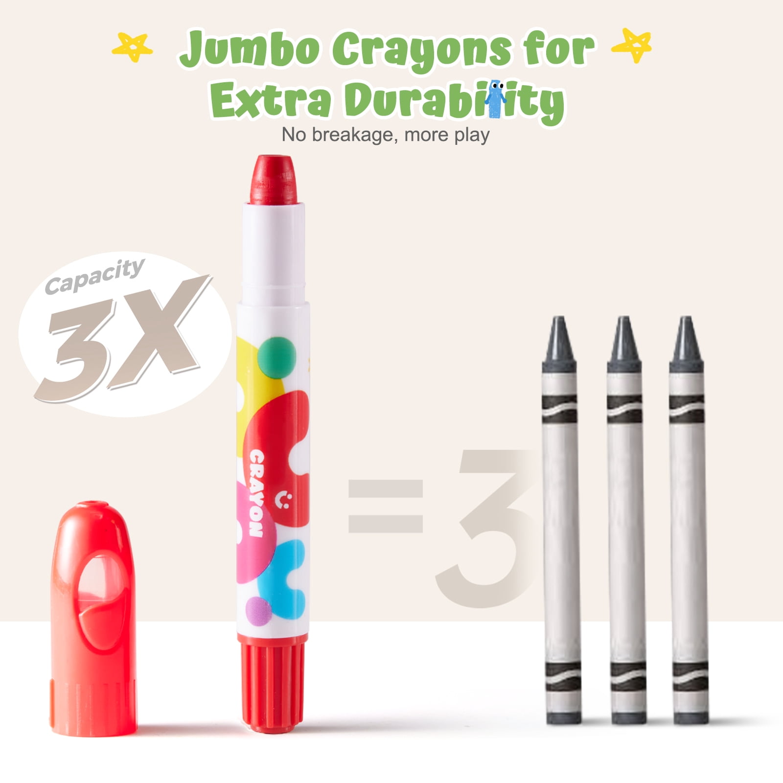 Jar Melo 36 Count Jumbo Crayons for Toddlers, Non Toxic Washable Crayons, Easy to Hold Silky Large Crayons, Safe for Babies and Kids Gifts