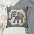 thumbnail image 2 of JRXY  Elephant Throw Pillow Cover, Ethnic Style Bohemian Pattern Creative Animal Elephant Gray Decorative Pillow Case Home Decor Square Pillowcase White, 2 of 5