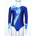 thumbnail image 3 of Hansber Rhythmic Gymnastics Leotards for Girls Long Sleeve Rhinestones Printed Figure Ice Skating Bodysuit Royal blue 12, 3 of 7