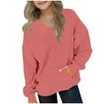 thumbnail image 2 of Girls Watermelon Red V-Neck Sweatshirt Relaxed Fit Soft Stretch Kangaroo Pocket 4-12 Years,Size 11 T, 2 of 8