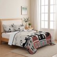 thumbnail image 5 of Twin Quilt Set 68''x86'', Black Cat Lightweight Summer Bedspread Coverlet Set with 2 Pillow Shams, Cartoon Modern Art Breathable All Season Quilt Bedding for Dorm/Bedroom, 5 of 9
