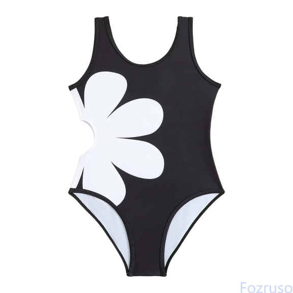 Fozruso Girls Swimsuit Floral Lace Up Beach Bathing For Toddler And Kids Sun Swimwear One-Piece Swimwear Sizes 9-10 Years