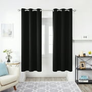 Deconovo Grommet Blackout Curtain Panel for Living Room Light Filtering and Energy Efficient Traditional 1 Piece Solid Print Window Curtain 42x63 inch Black 2 Panels