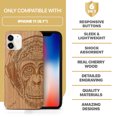 thumbnail image 7 of Case Yard Wooden Case Outside Soft TPU Silicone, Slim Fit Shockproof Wood Protective Phone Cover for Girls Boys Men and Women, Supports Wireless Charging Headphone Monkey Design case for iPhone-11, 7 of 7