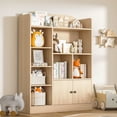 thumbnail image 3 of DIYART Oak  Kids Bookshelf, Kids Bookcase with 7 Cubbies and 2 Cabinets, Freestanding Book Storage Shelves for Bedroom, Playroom, Hallway, 3 of 7