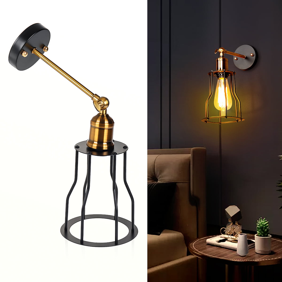 Creative Bathroom Vanity Light Wire Cage Wall Sconce Wall Home Decoration Lamp 