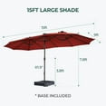 thumbnail image 6 of 15ft Patio Umbrella with Light and Base Included, Double Sided Outdoor Large Rectangular Patio Umbrella with Crank Handle, for Lawn Garden,Home,Outdoor Activities, 6 of 8