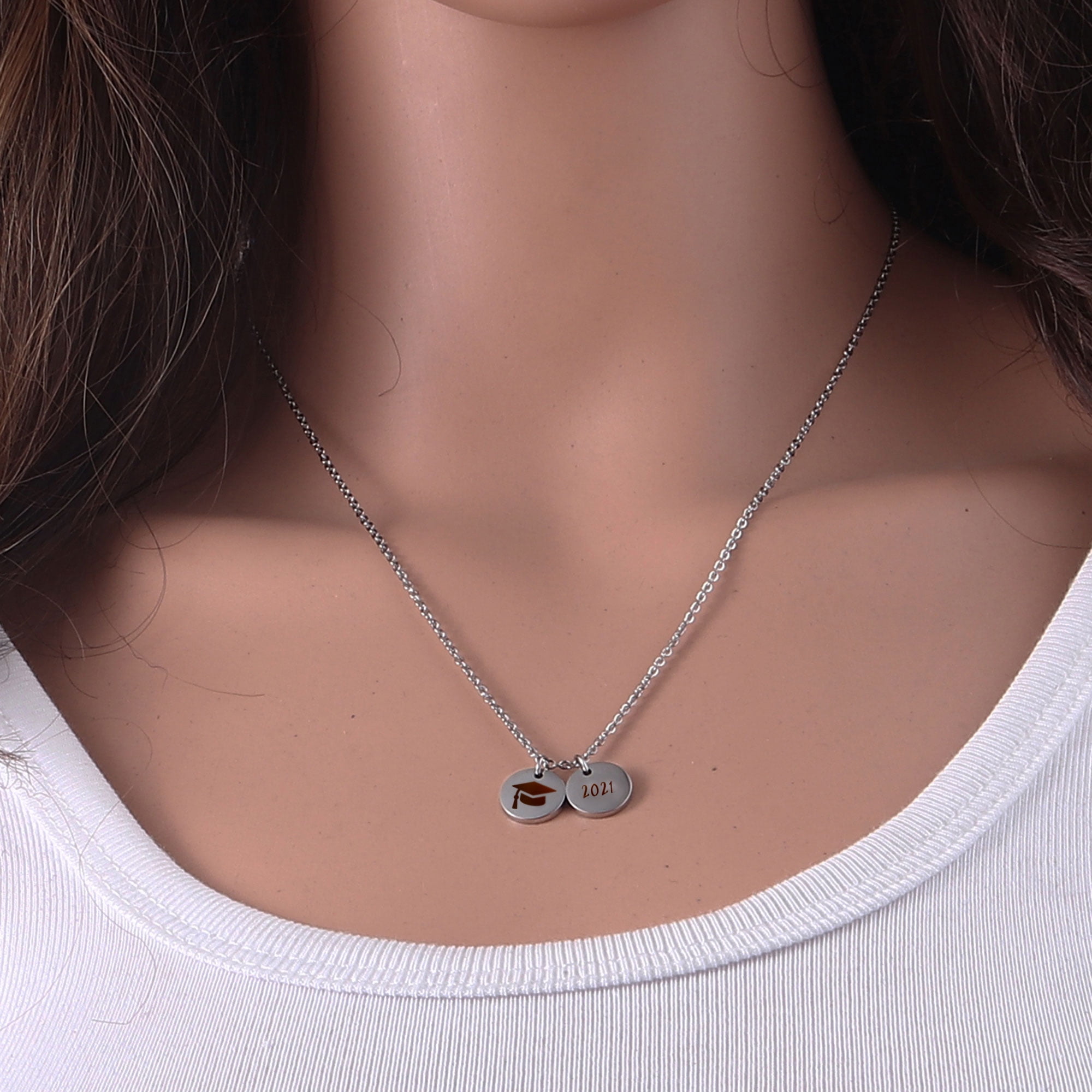 Anavia Graduation Gift for Her - 2021 College Graduation Gifts for Friend - Stainless Steel Engraved Bachelor Cap Necklace - Happy Graduation Gift for Daughter
