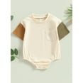 thumbnail image 2 of Bagilaanoe Newborn Baby Girl Boy Rompers Contrast Short Sleeve Bodysuits 3M 6M 12M 18M 24M Infant Casual One Piece Short Jumpsuit, 2 of 8