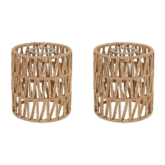 2 pantallas de repuesto Boho Shades de 5,9 pulgadas de alto para lámparas colgantes, ventiladores de techo, pantallas cilíndricas tejidas