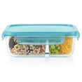 thumbnail image 2 of Pyrex MealBox 4-cup Divided Glass Food Storage Container with Turquoise Lid, Best Used for Leftover Storage and Reheating, 2 of 9