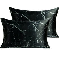 Ntbay 2 Pack Silky Satin King Pillowcases for Hair and Skin, Luxury and Soft Pillow Cases with Envelope Closure, 20" x 36", Black Marbling