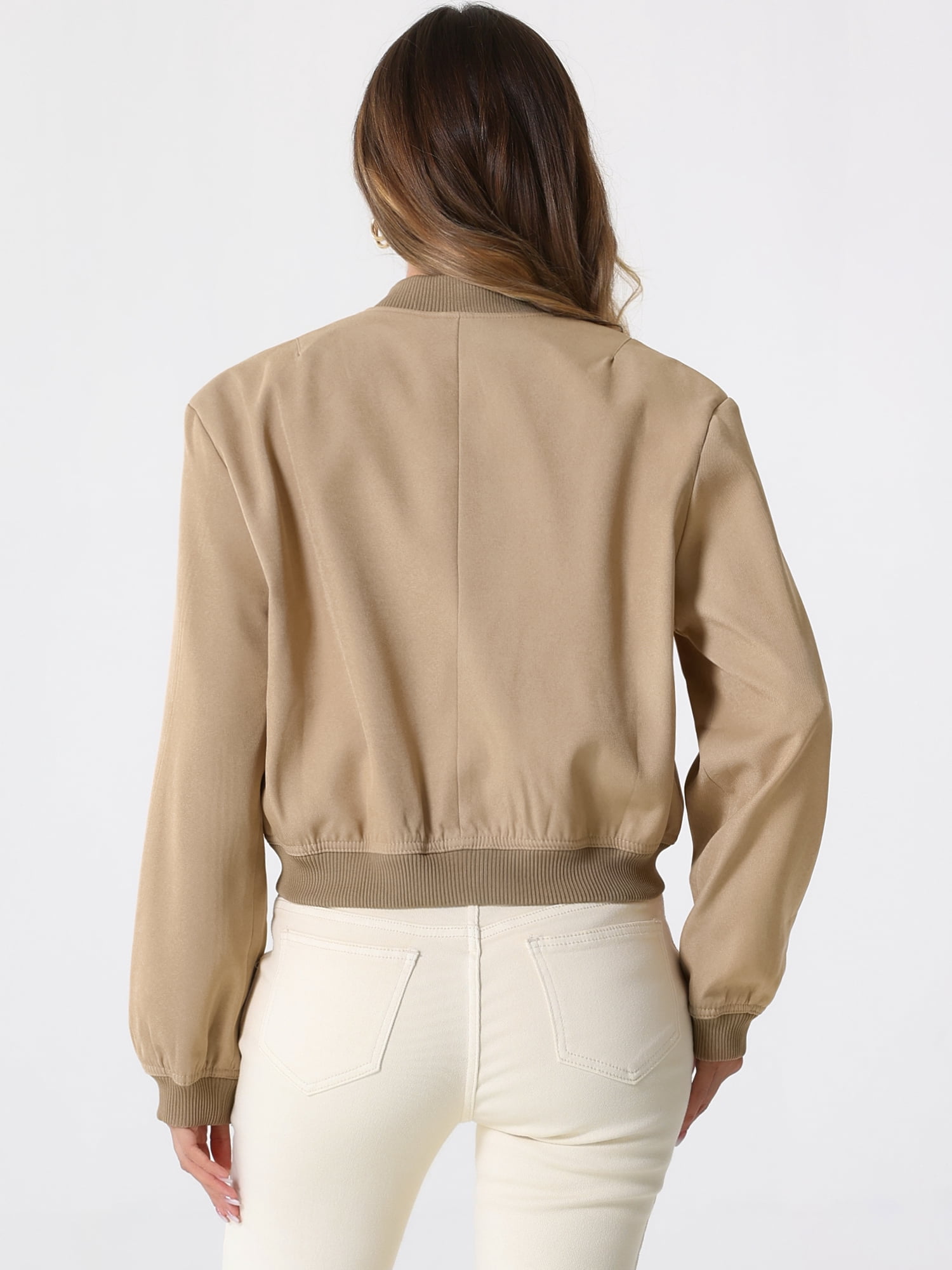 DARING DIVA Button Down Stand Collar Long Sleeve Coat S Khaki