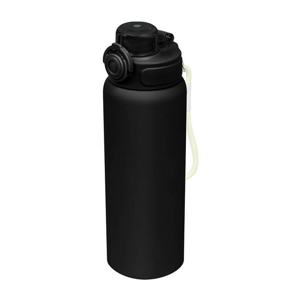 Termo metálico con doble pared, textura rubber y boquilla dual negro 8 x 25.7 x 8.4