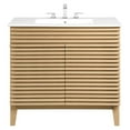 thumbnail image 3 of Sink Vanity Cabinet, White Oak, Wood, Mid Century Hotel Bedroom Bathroom, Modern Contemporary HB33383, 3 of 9