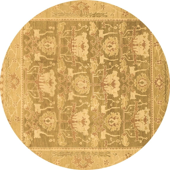 Ahgly Company Indoor Round Oriental Brown Traditional Area Rugs, 7' Round