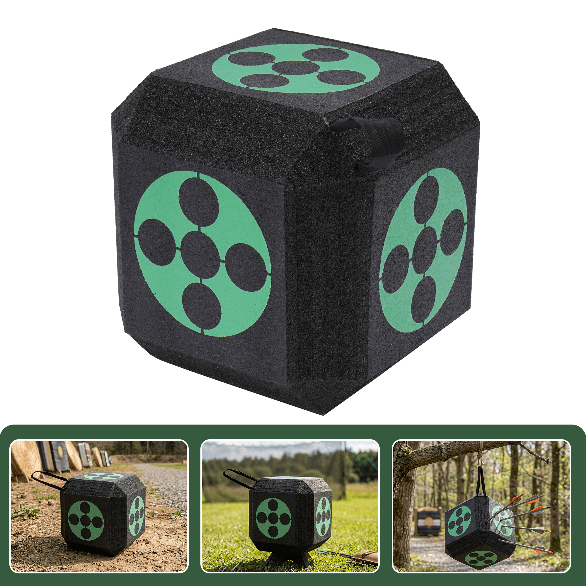 Qunbio 3D Archery Target Outdoor Portable Shooting Target with Carry Handle Bow and Arrow Targets for Backyard Gift for Archers (Black)
