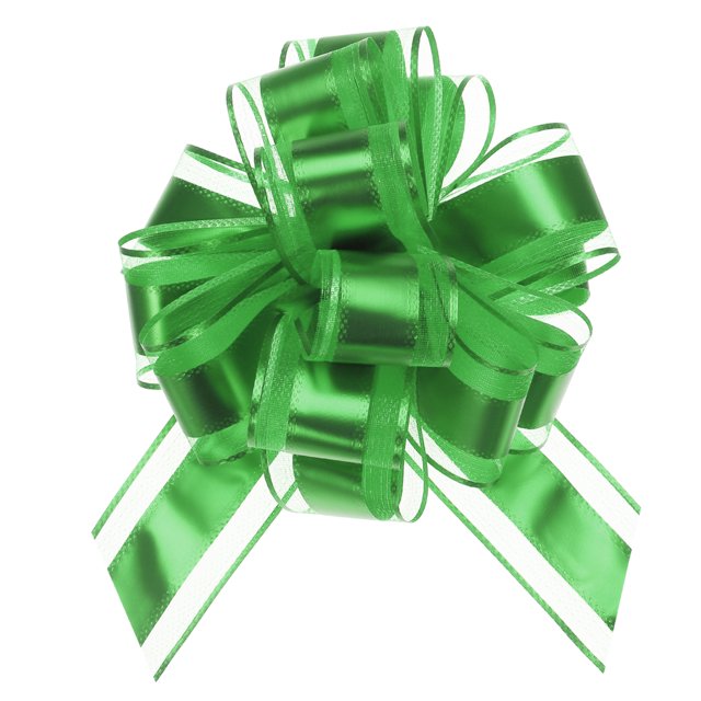 12pcs 9" Extra Large Pull Bow Metallic Gift Wrapping Bows Ribbon Organza Green for Wedding Baskets Presents