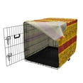 thumbnail image 3 of African Dog Crate Cover, Dancing Abstract Wall Paint Indigenous Culture, Easy to Use Pet Kennel Cover for Medium Large Dogs, 35" x 23" x 27", Dark Orange Yellow Black, by Ambesonne, 3 of 6