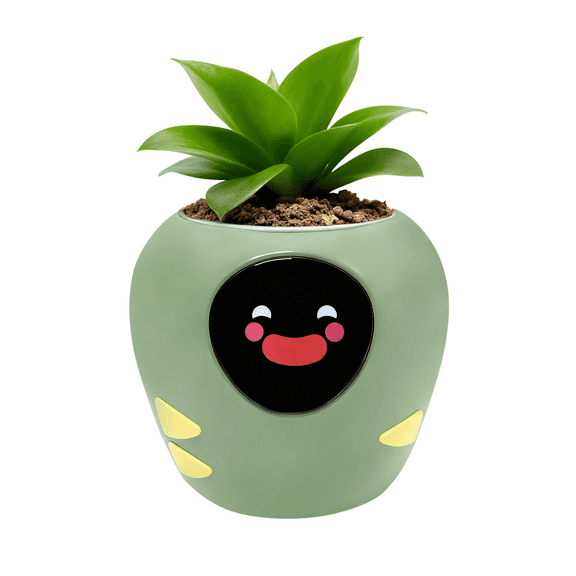 PlantsRobot Smart Planter, Interactive Self-Watering Plant Pot with App Alerts, Smart Monitoring & Expression Display for Indoor Plants(Green)