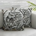 thumbnail image 3 of Vintage Throw Pillow Cushion Cover, Mythological Winged Magic Beast Griffin in Ring of Fire Victorian Heraldry Emblem, Decorative Square Accent Pillow Case,, 3 of 5