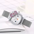 thumbnail image 3 of Casual moda para chicas adolescentes cinturón de malla milanesa reloj de diamantes lindo hello kitty gato de dibujos animados niñas estudiante reloj magnético, 3 of 4