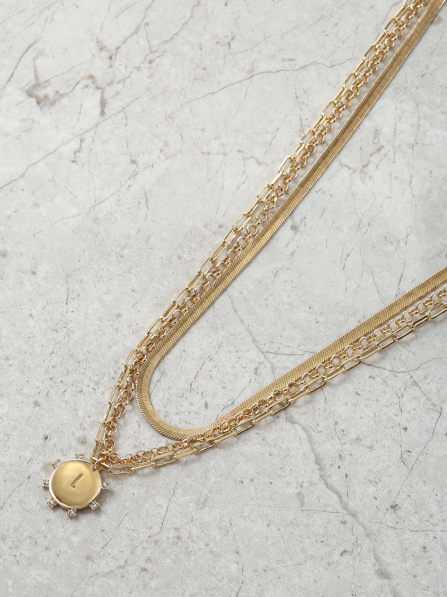 Time and Tru Goldtone Necklace, 3 Piece, Initial L