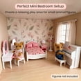 thumbnail image 6 of OLEOCA Family Deluxe Dollhouse Bedroom Set — Bed with Pillows & Bedspread, Piano & Bench, Vanity, Nightstand, Floor Mirror, Chair, Lamp & Coat Stand — Dollhouse Furniture & Accessories for Ages 3+, 6 of 7